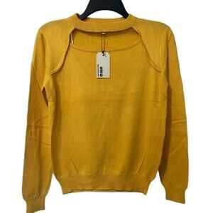 Uniq Women's Lightweight Long Sleeve Mustard Yellow Knit Sweater S/M NWT